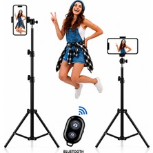 Raylax Bluetooth Kumandalı Tripod 2.1 mt 360 Döner Başlıklı Telefon Tutucu Ring Light Stüdyo Lamba Ayağı