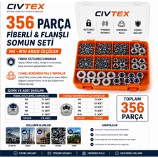 Civtex Probox 356 Parça Fiberli ve Flanşlı Somun Seti M4-M5-M6-M8-M10 Organizer Kutu