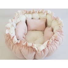 Babynest Dünyası Açık Pudra Krem Yuvarlak Babynest Uyku ve Oyun Minderi 0-25 kg Vücut Desteği