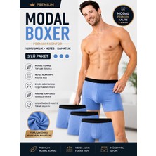 Jhena 3 Adet Mavi Modal Erkek Boxer 3’lü Set Rahat Kalıp Nefes Alan Iç Çamaşırı