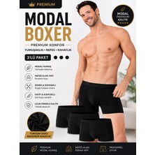 Jhena 3 Adet Siyah Modal Erkek Boxer 3’lü Paket Hafif Nefes Alan Yumuşak Kumaş
