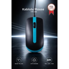 Torima Mouse Optik Sessiz ve Ergonomik Tasarım Kablolu Fare TM06 Mavi