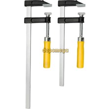 Depomega 2 Adet F Tipi Işkence 50X300MM ve 50X250 mm Ahşap Saplı Mengene