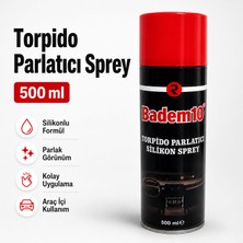 Badem10 Torpido Parlatıcı Silikon Sprey 500 ml Araç Konsol Plastik Koruyucu Parlatıcı Bakım Spreyi