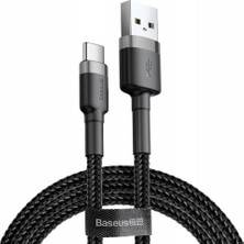 Baseus CATKLF-CG1 Cafule Type-C 2 mt Kablo Gri/Siyah Samsung Uyumlu Yüksek Veri Transfer Hızı