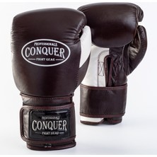 Conquer Brown Edition Pro Fight 14 oz Deri Boks Eldiveni Eğitim ve Müsabaka İçin Üstün Koruma