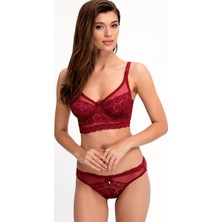 Ayyıldız 665 Bordo Dantelli Kapsız Bralet Takım Kadın İç Giyim Seti Rahat ve Şık
