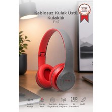 Torima Bluetooth Kulaklık Kulak Üstü Kablosuz Kulaklık P47 Kırmızı