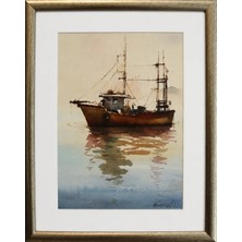 Muguetarts Sakin Sular Orjinal Suluboya Tablo - Mehmet Najafzadeh Eseri 38X48 cm