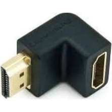 Alfais 4519 HDMI Dirsek Çevirici Dönüştürücü L Adaptörü Siyah Renk 90° Bağlantı Uyumlu