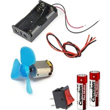 Motor Deney Seti, Dc Motor, Anahtar, Pil Yatağı, Pervane, Iletken Kablo, Pil
