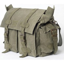 Old Cotton Cargo 7156 Salaş Suya Dayanıklı Haki Yeşil Omuz Laptop Okul Seyahat Outdoor Çanta