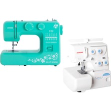 Janome E1015 Joy Of Sewing Dikiş Makinesi (Yeşil) ve 8002D Overlok Makinesi Avantaj Paketi