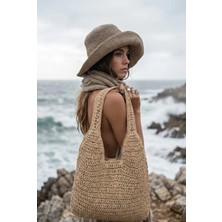 Fashion Cocktail Çift Kalın Askılı Astarlı Yumuşak Soft Örgü Örme Plaj Sahil Deniz Omuz Çantası