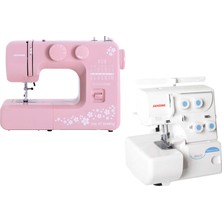 Janome E1015 Joy Of Sewing Dikiş Makinesi (Pembe) ve 8002D Overlok Makinesi Avantaj Paketi
