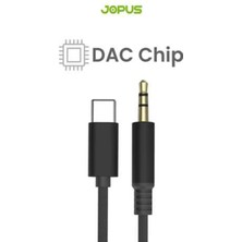 Jopus İphone Android Uyumlu Type-C To 3.5mm Aux Kablo Tak Çalıştır Aux Siyah 1 Metre