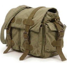 Old Cotton Cargo 7156 Salaş Suya Dayanıklı Omuz Okul Laptop Seyahat Outdoor Çantası Mumlu Pamuk Kanvas Kumaş