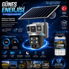 4g Solar Panelli Güvenlik Kamerası, Güneş Enerjili , 6mp Çift Lens, Sim Kartlı, Ptz, Su Geç