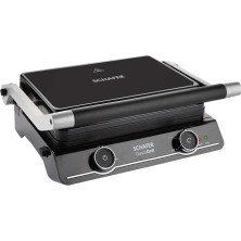 Schafer Gusto Grill Siyah Tost Makinesi 1800 W Güç, Çift Taraflı Döküm Plaka ve Yağ Toplama Haznesi