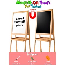 Premini Çift Taraflı Ahşap Yazı Tahtası, Manyetik Çocuk Oyun ve Çalışma Alanı
