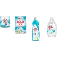 Aquabor Doğal Mineralli Tablet + 4 kg Beyaz + Elde Bulaşık + Sıvı Beyaz 4 Lü Set