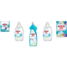 Aquabor Doğal Mineralli Tablet + Sıvı Beyaz + Elde Bulaşık + Sıvı Beyaz  + 4 kg Renkliler 5 Li Set