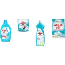 Aquabor Doğal Mineralli Sıvı Renkliler + Tablet + Elde Bulaşık + 4 kg Beyaz 4 Lü Set
