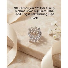 Begonia Accessories 316L Cerrahi Çelik Gümüş Kaplama Kararmaz Alerji Yapmaz Zirkon Taş Figür 1 Adet Unisex Minimal Halka Tragus Helix Küpe Piercing G503-21