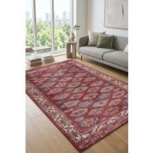 Artloop Relic Bordo Vintage Dokulu Etnik Desenli Dokuma Tabanlı Şönil Halı Al 550