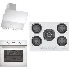 Eminçelik Ultra Lüx Beyaz Ankastre Set (Ao 2163 W60 Fırın A Enerji Sınıfı, 5 Gözlü Ah 2250 Sd Bw WG70 Ocak, Ch 1454 Rc W60 Davlumbaz)