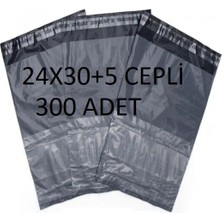 Baskısız Gri Renk 24X30+5 Poşeti 300 Adet Dayanıklı Cepli Kargo Poşeti Cac Plastik