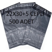 Baskısız Gri Renk 22X30+5 Poşeti 500 Adet Dayanıklı Cepli Kargo Poşeti Cac Plastik