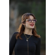 UltraMint Şeffaf Camlı Leopar-Gold Çerçeveli Unisex Mavi Işık Koruyucu Gözlük