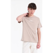 Lee Cooper WILDER Erkek Regular Fit %100 Pamuk Baskılı Bisiklet Yaka T-Shirt Kahverengi