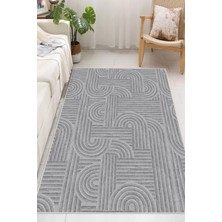 Pelura Halı Modern Girdap Desen Dijital Baskılı Gri Halı Yıkanabilir Kaymaz Taban Salon Halısı Mutfak Halısı