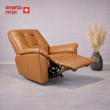 Smarto Relax TV Koltuğu Zürih VIP Elektrikli ve Döner ve Sallanan mekanımalı Sırt Dayanağı Kontrol Panelli Ergonomik Deri Dekoratif Baba Koltuğu