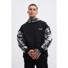 Machinist Clothing Erkek Graffiti Printed Hoodie Siyah