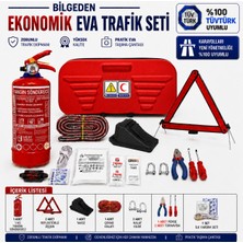 Bilgeden Kırmızı Ekonomik Eva Trafik Seti ve 1 kg Yangın Tüpü Yeni Mevzuata Uygun Araç Trafik & Ilk Yardım Seti