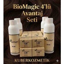Biomagic 5.00 Açık Kahve Organik Içerikli Amonyaksız Kalıcı Kokusuz Saç Boyası 4boya 4oksidan