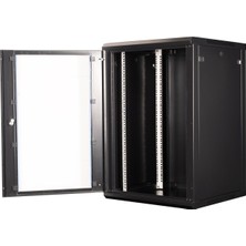 LANDE - 18U 19" Duvar Tipi Rack Kabinet – Genişlik: 600 mm | Derinlik: 600 mm – Siyah