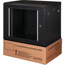 Lande - 9u 19" Duvar Tipi Rack Kabinet – Genişlik: 600 mm | Derinlik: 450 mm – Siyah (Demonte)