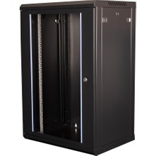 LANDE - 18U 19" Duvar Tipi Rack Kabinet – Genişlik: 600 mm | Derinlik: 450 mm – Siyah