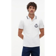 Tommy Hilfiger Beyaz Erkek Nakışlı Polo T-Shirt MW0MW43061YBR_PIQUE Badge Reg Polo
