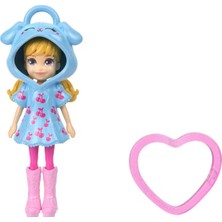 Polly Pocket ve Maceraları Ana Karakter Bebeği Anahtarlık JMN38 - Kalp Desenli-Kiraz Desenli-Mavi Kapüşonlu