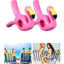 4 Adet Pembe Flamingo Plaj Havlu Mandal Klipsi – Güçlü Tutuş ve Taşınabilir