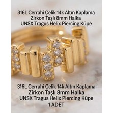 Begonia Accessories 316L Cerrahi Çelik Altın Kaplama Kararmaz Alerji Yapmaz Zirkon Taş Figür 1 Adet Unisex Minimal Halka Tragus Helix Küpe Piercing A503-22