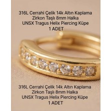 Begonia Accessories 316L Cerrahi Çelik Altın Kaplama Kararmaz Alerji Yapmaz Zirkon Taş Figür 1 Adet Unisex Minimal Halka Tragus Helix Küpe Piercing A503-16