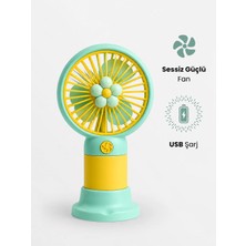 Metaforce Mini Fan Şarjlı Soğutucu Taşınabilir El Vantilatörü Telefon Standı Çiçekli USB Mini Fan Hediyelik