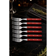 Castle Hand Caft Serisi Mutfak Bıçak Çatal Paduk Sap 6'lı Steak Et Kahvaltı Yemek Çatalı (MFT-2547)
