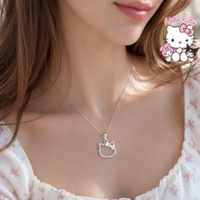 ShellWetr Kadın Kolye Hello Kitty Parlak 925 Ayar Gümüş Parlak Özel Kaplama Işıl Işıl Hediyelik Kadın / Genç Kız Kolye